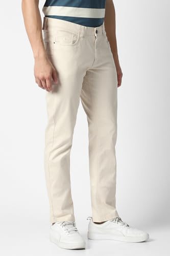 Men Cream Solid Trousers