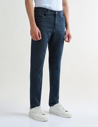 Arrow Newyork Men's Soho Slim Tapered Fit Stone Washed Jeans