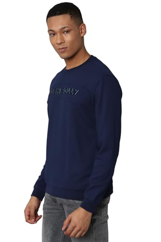 Allen Solly Men Blue Crew Neck Full Sleeves Casual Sweatshirt