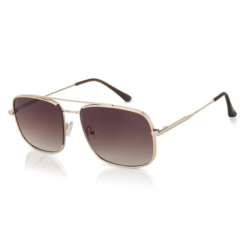 John Jacobs | UV Protection Sunglasses For Men & Women | Gold Brown Gradient Full Rim Square Medium (Size-58) JJ S12799-C3