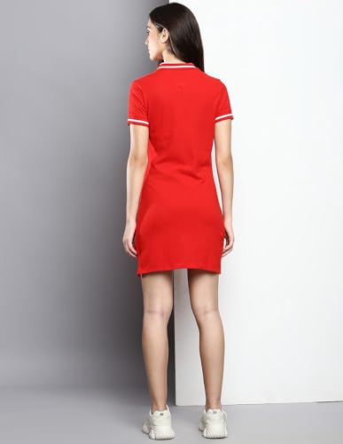 Tommy Hilfiger Women's Cotton Bodycon Above The Knee Casual Dress (S23JWDR007 Red