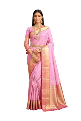 SREE KUMARAN Women's Kanchipuram Silk Pure Pattu Sarees With Blouse (VSK259-6)