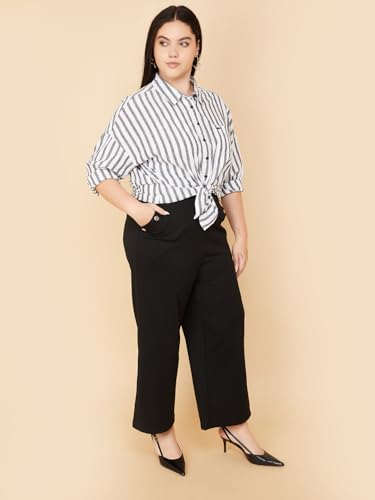 Max Women Striped Oversized Shirt (Black_5XL)