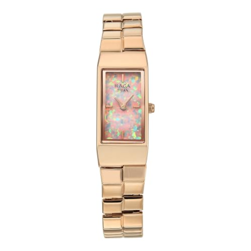 Titan Raga Opal with Quartz Analog White Dial Rose Gold Color Strap Watch for Women - 2815WM02