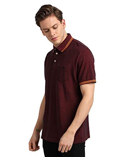 URGEAR Solid Men Polo Neck T-Shirt (Maroon, Small)