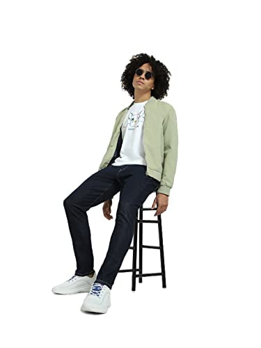 JACK & JONES Men Mid Rise Regular Fit Jeans (12244459_Dark Blue Denim_34/34)