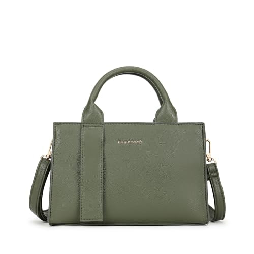 Fastrack Chic Olive Satchel Bag | Faux Leather Handbag with Zip Closure | Spacious Compartment with Organizer Pockets | Dual Carry Satchel with Top Handles & Detachable Adjustable Strap