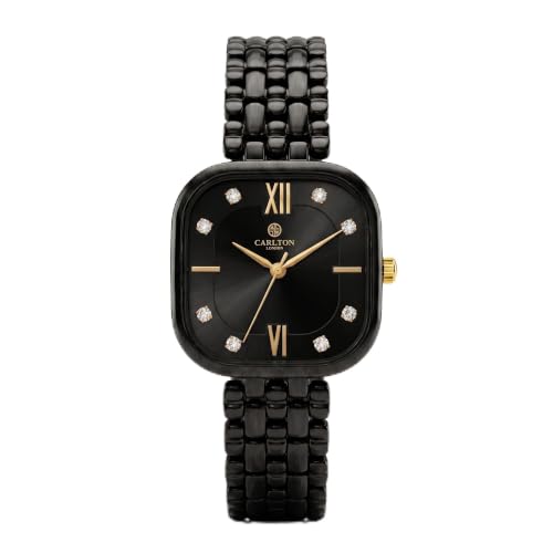 Carlton London Women's Quartz Bracelet Watch Chelsea Black Dial - CLSSCBLK