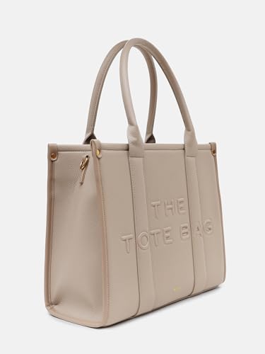 Kazo Tote Bag 2Nd Edit | Premium Faux Leather Handbag with Durable Straps | Contemporary Structured Everyday Shopper | Taupe