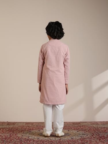Manyavar Blended Cotton Thread Work Kurta Pyjama Set for Child(4-5 years)