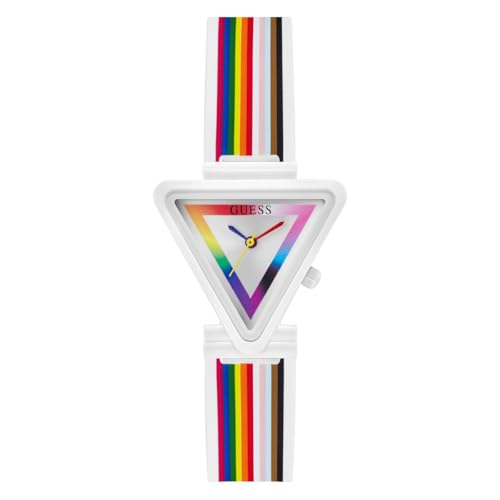 Guess Gt Fame Analog Watch for Woman with White Triangle Dial & Multicolor Silicone Strap Band Water Resistant Women's Wrist Watches - GW0679L2M