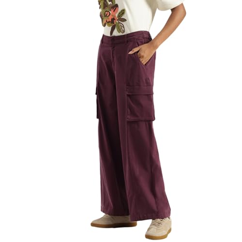 United Colors of Benetton Women's Regular Trousers & Capris (25A4DVKDF06GG1D3_Burgundy