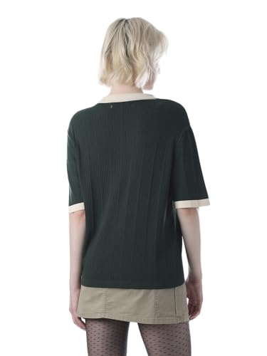ONLY Women's Self Design Relaxed Fit Green Sweater