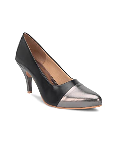 pelle albero Silver-Toned Colourblocked Block Pumps PA-NN-005_Silver