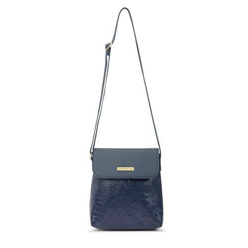 Caprese Pupa Large Crossbody Bag for Women with Adjustable Strap | Versatile Handbag with Zipper & Magnetic Button Closure for Everyday Use, Travel, and Special Occasions (Navy Blue)