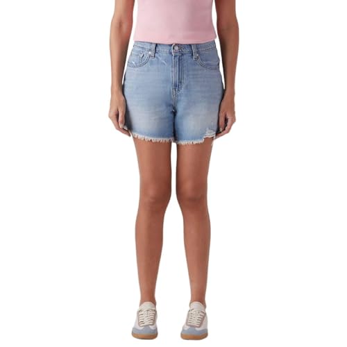 Levi's Women's Light-Blue Ribcage Fit High Rise Shorts