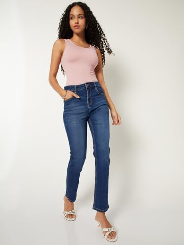 Max Women Washed Slim Straight Jeans (Blue_26)