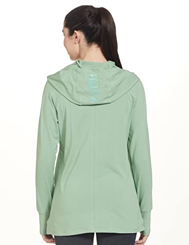 Enamor Athleisure Women's 4 Way Stretch Cotton Quick Dry and Antimicrobial Hooded Mask T-Shirt for Women - A302(A302-Pistachio-M)