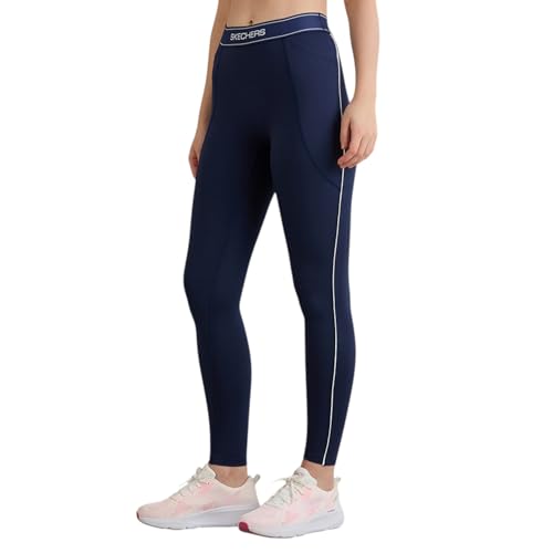Skechers-2125 Women's Trousers-Leggings with Contrast PIPING-LG0027ID-NVY-XL Navy