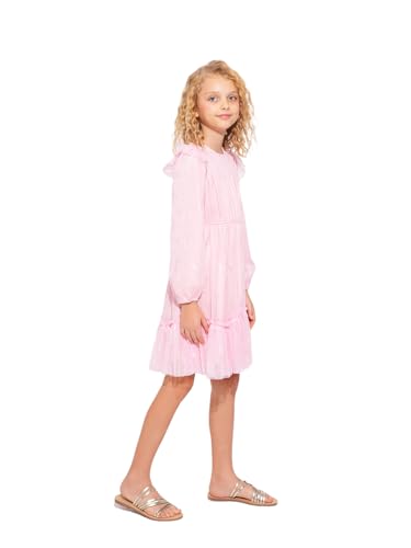 VERO MODA Girls Pink Mesh Printed Dress