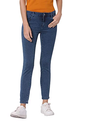 VERO MODA Women's Cotton Blend Skinny Fit Blue Classic Jeans_26