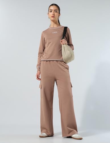 U.S. Polo ASSN. Women Solid Cargo Fit Trousers (UWAW25TRO154_Light Brown_32)