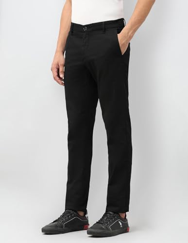 U.S.Polo Association Men's Textured Denver Slim Fit Trousers (USTRO012D_Black_36)