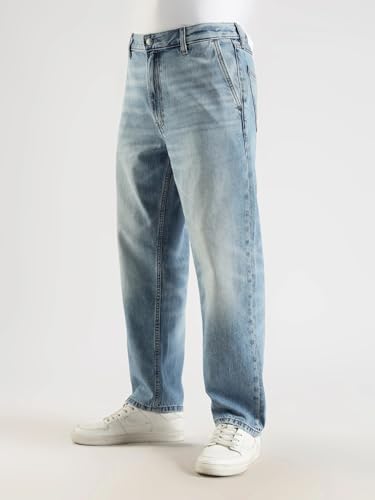 Medium-Wash Straight Fit Mid Rise Jeans