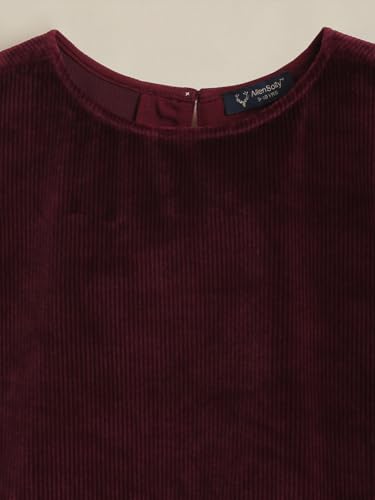 Girls Maroon Solid Casual Top