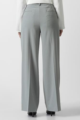 Women Grey Stripe Formal Trousers