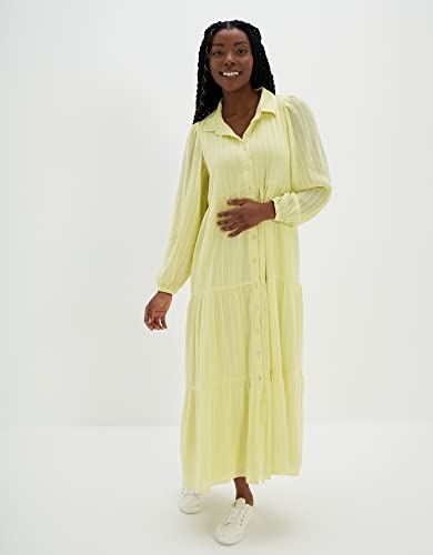 American Eagle Women Long-Sleeve Midi Shirt Dress, YELLOW, M