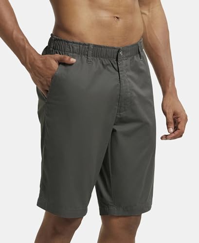 Jockey Men's Straight Fit Shorts (1203_Forest Green_Medium)