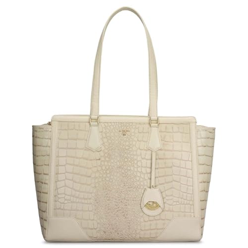 Da Milano Leather Tote Bag for Women - White (02020OL)