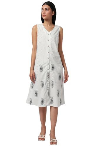 Van Heusen Women White Print Casual Dress