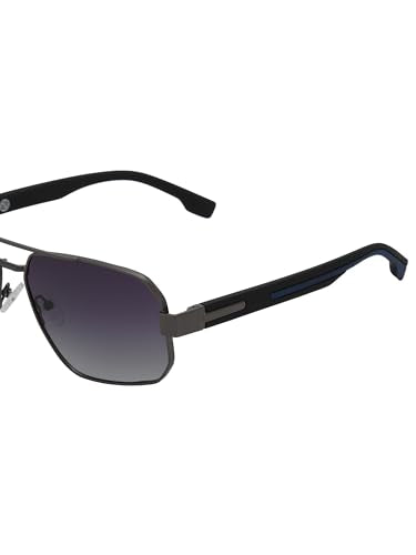 Carlton London Unisex Premium Metallic & Black Toned Grey UV with Polarised Lens Rectangle Sunglass