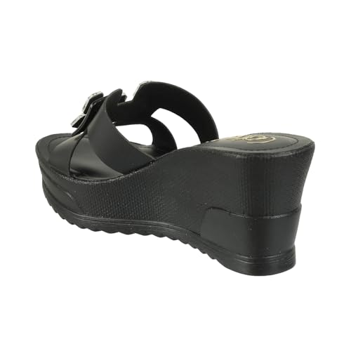 Catwalk Women Stylised Wedges Slip-On 10792 (Black-5)
