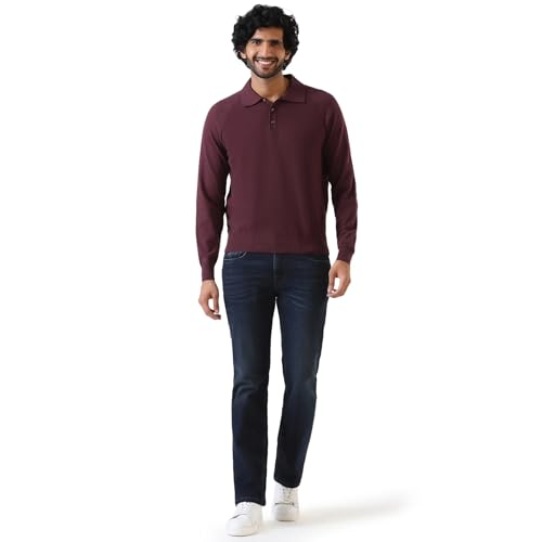 Blackberrys Men's Slim Fit Solid Rust Pullover Sweater