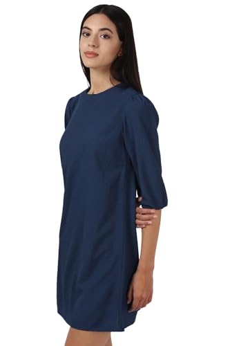 Van Heusen Women's Polyester Modern Mid-Thigh Length Dress (VWDRURGFV22239_Navy