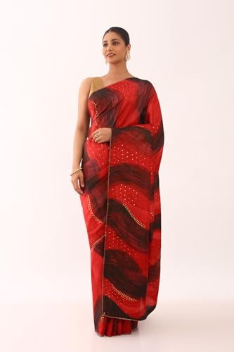 Taneira Women Multicolored Pure Silk Hand Painted Saree with Unstitched Blouse Piece (SHH08D00046-Multicolour)