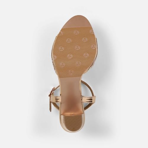 Mochi Women's Back Strap closure Casual - Slides with Block Gold Heel UK/7 EU/40(54-216)