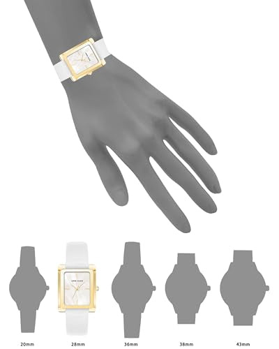 Anne Klein Women's Leather Strap Watch, AK/2706CHBK, Mother-of-pearl/White/Gold