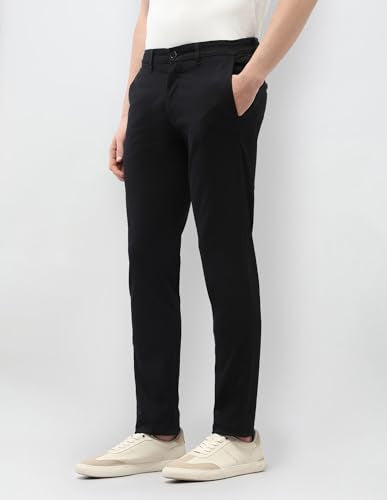 U.S.Polo Association Men's Austin Slim Fit Satin Trousers (USTRO228A_Black_36)