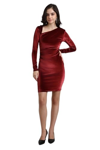 FOREVER 21 Women's Polyester Classic Mini Dress (FWA24PDRE0113_Red