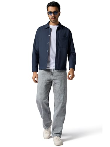 XYXX Men Cotton Rich Shackets, Regular Fit, Solid, Pack of 1, MB19SHKT05XL, Midnight Blue, XL