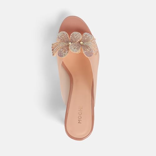 Mochi Women's Peach Open Casual - Mules with Block Heel UK/3 EU/36(40-307)