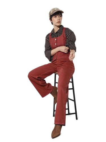 ONLY Women's Solid Wide Leg High-Rise Red Jeans