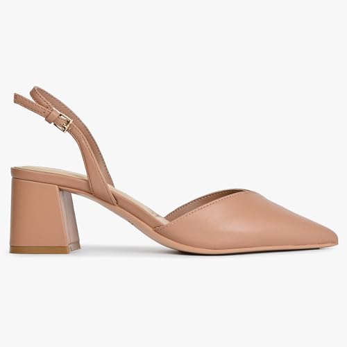 Aldo THERATHA-261-OTHER MEDIUM BEIGE Synthetic Pointy Toe Sling Back Block Heel Shoe (3)