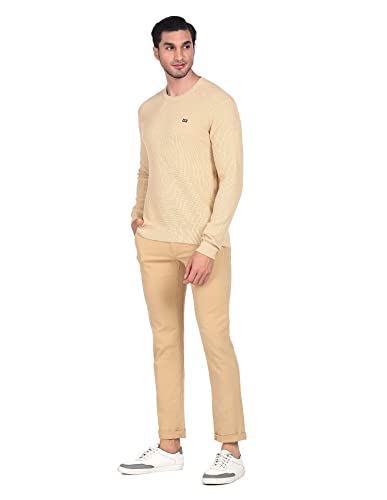 Arrow Men Beige Pure Cotton Patterned Knit Sweater