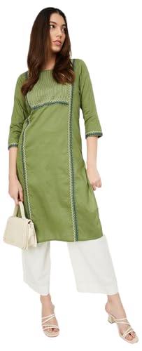 Max Women Embroidered Straight Kurta (WWLI41001OLIVE)_XL