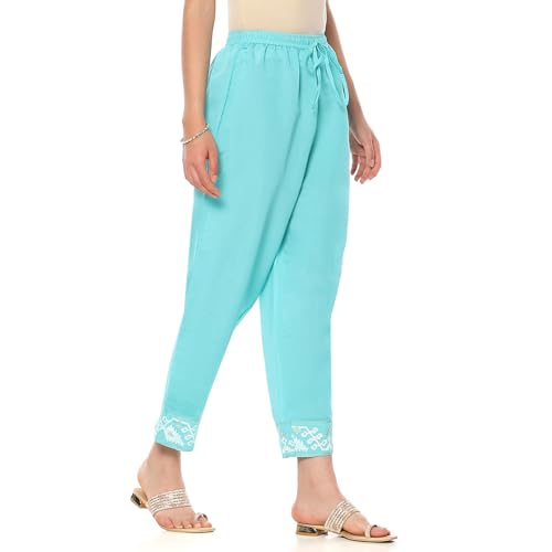 Rangriti Women's Regular 1 Palazzo (SHMRYJMDNI19558AW24AQU_Aqua